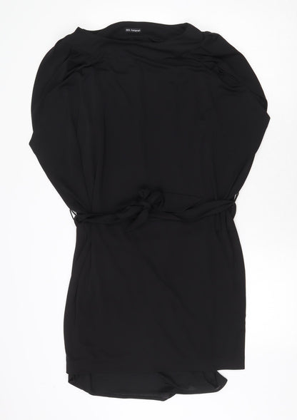 Marks and Spencer Womens Black Polyester Shift Size 10 Boat Neck Tie