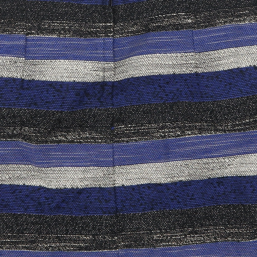 H&M Womens Blue Striped Cotton Mini Skirt Size 12 Zip