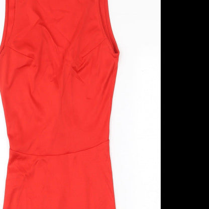 H&M Womens Red Polyester Tank Dress Size 8 Boat Neck Pullover