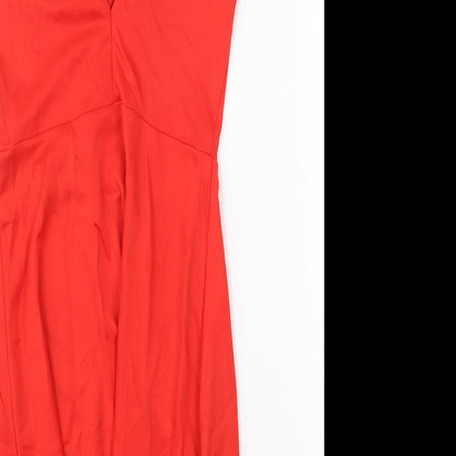 H&M Womens Red Polyester Tank Dress Size 8 Boat Neck Pullover