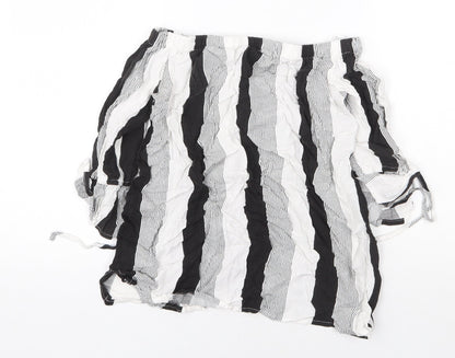 Primark Womens Multicoloured Striped Viscose Basic Blouse Size 6 Off the Shoulder - Tie Sleeve Detail Bardot