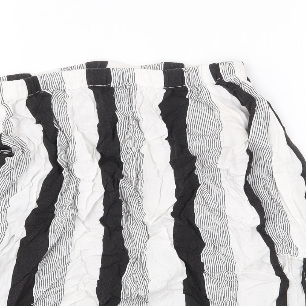 Primark Womens Multicoloured Striped Viscose Basic Blouse Size 6 Off the Shoulder - Tie Sleeve Detail Bardot