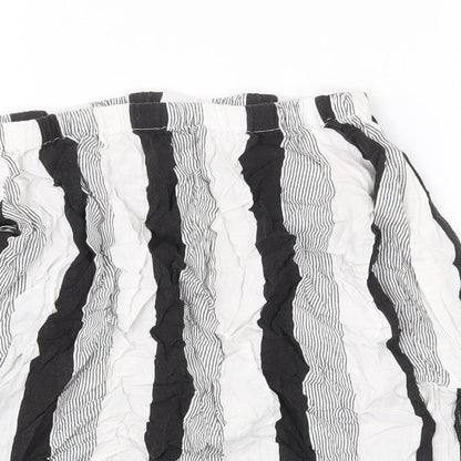 Primark Womens Multicoloured Striped Viscose Basic Blouse Size 6 Off the Shoulder - Tie Sleeve Detail Bardot