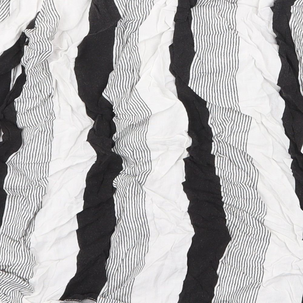 Primark Womens Multicoloured Striped Viscose Basic Blouse Size 6 Off the Shoulder - Tie Sleeve Detail Bardot