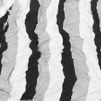 Primark Womens Multicoloured Striped Viscose Basic Blouse Size 6 Off the Shoulder - Tie Sleeve Detail Bardot