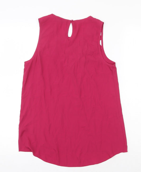 Miss Selfridge Womens Pink Polyester Basic Tank Size 10 Scoop Neck - Cut Out Neckline Details
