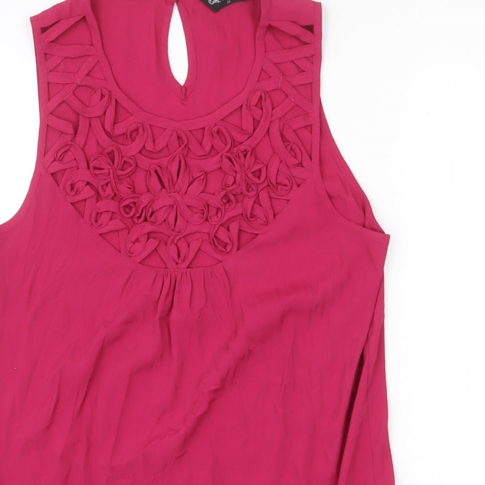 Womens UK Size 10 Miss Selfridge Pink Basic Tank