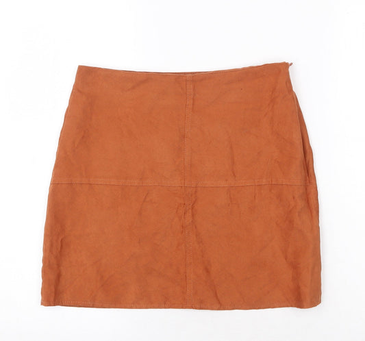 Atmosphere Womens Brown Polyester Mini Skirt Size 10 Zip