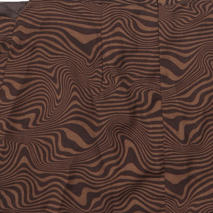 H&M Womens Brown Geometric Polyester Mini Skirt Size 10 Zip - Cut Out