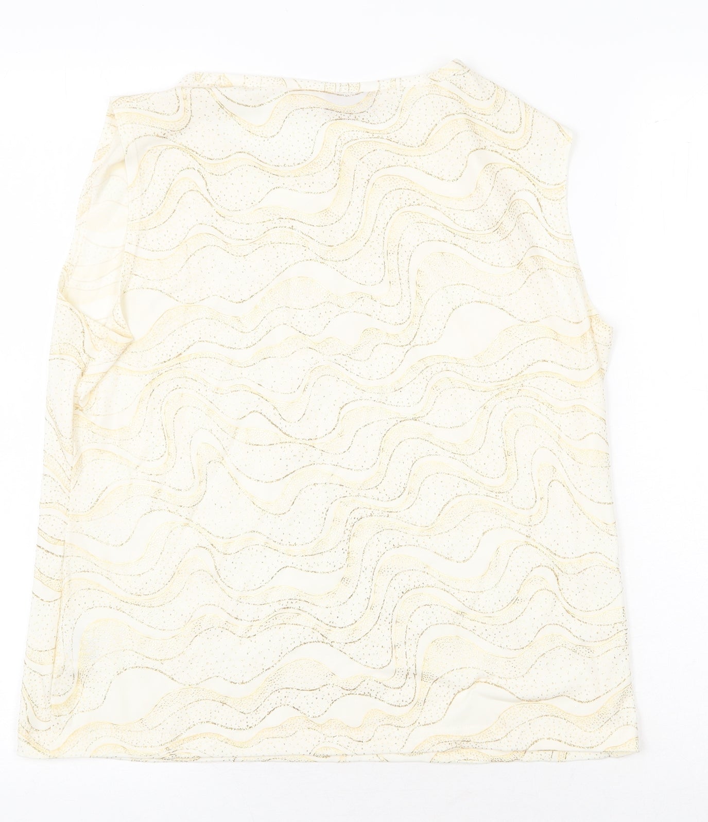 EWM Womens Gold Geometric Polyester Basic T-Shirt Size M Round Neck