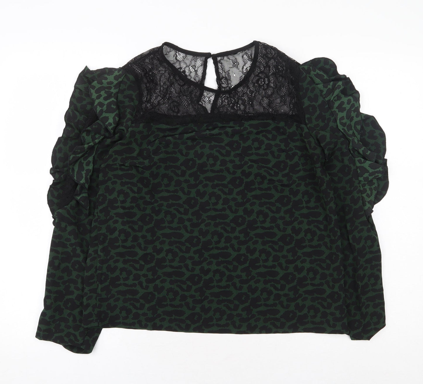 Womens UK Size L Preworn Green Basic Blouse