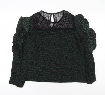 Womens UK Size L Preworn Green Basic Blouse