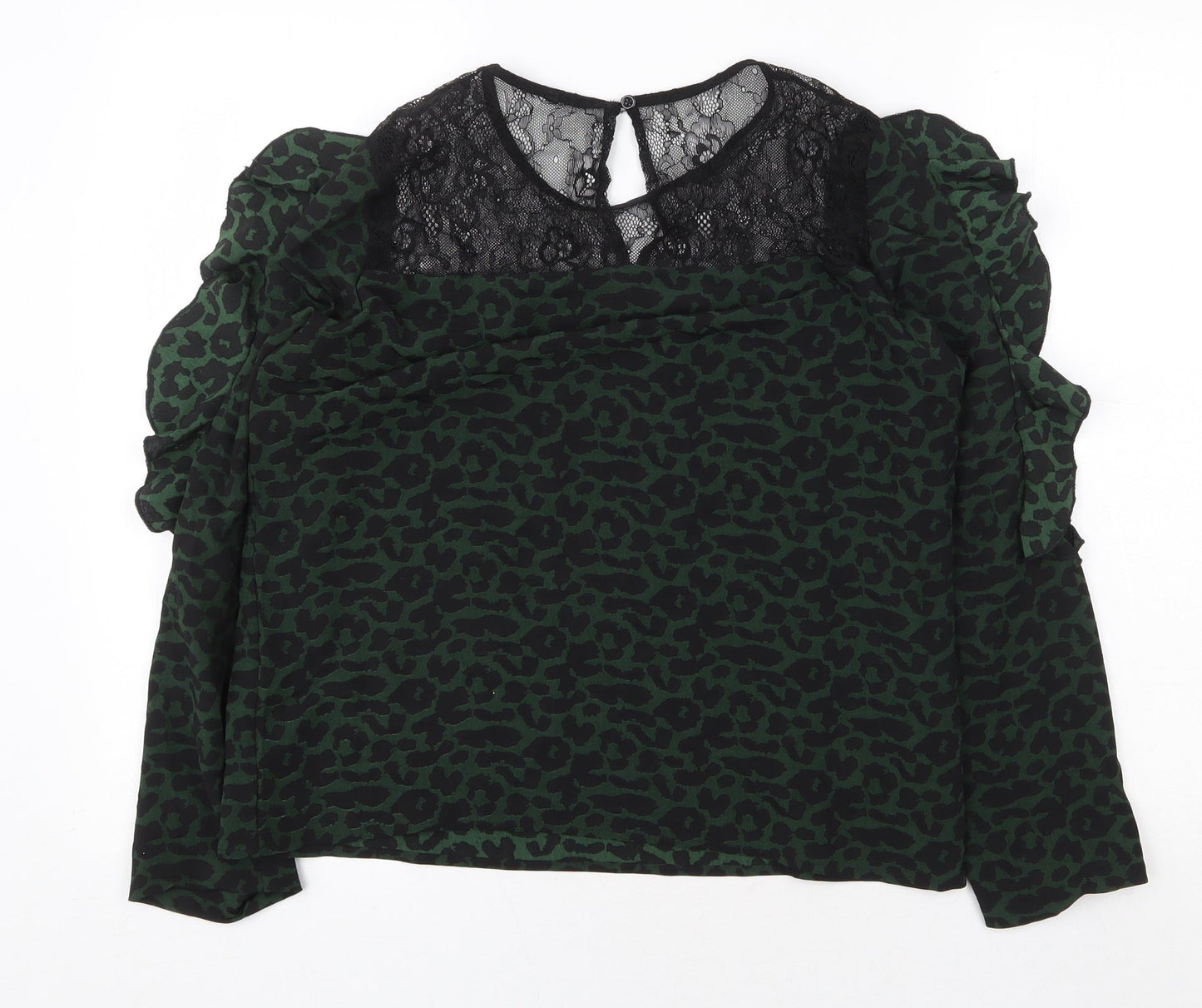 Womens UK Size L Preworn Green Basic Blouse