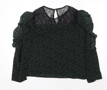 Womens UK Size L Preworn Green Basic Blouse