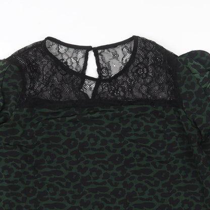Womens UK Size L Preworn Green Basic Blouse
