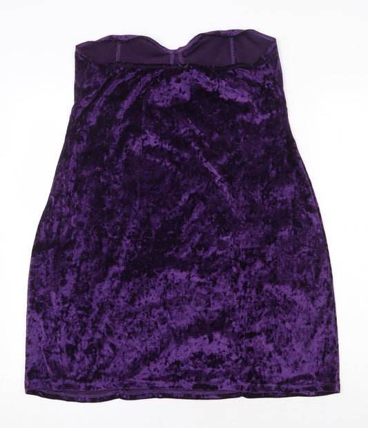 ASOS Womens Purple Polyester Mini Size 14 Off the Shoulder Pullover