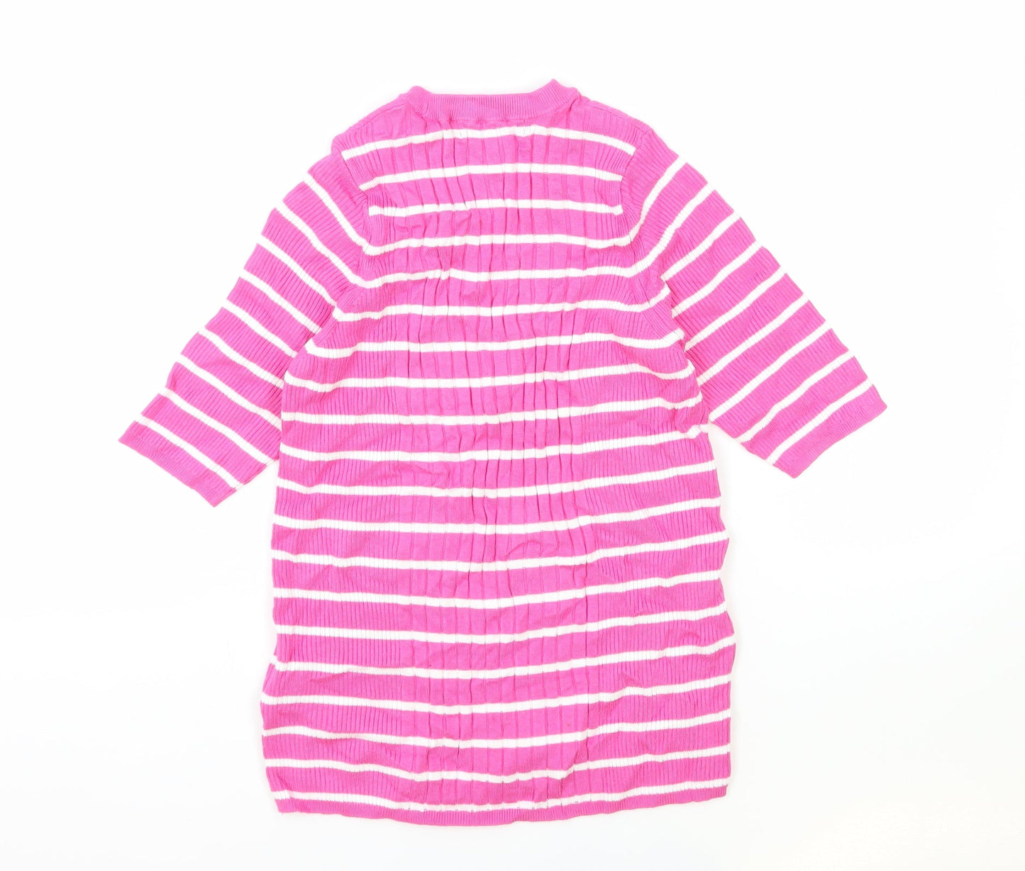 Marks and Spencer Womens Pink Viscose Basic T-Shirt Size M Round Neck