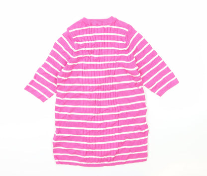 Marks and Spencer Womens Pink Viscose Basic T-Shirt Size M Round Neck