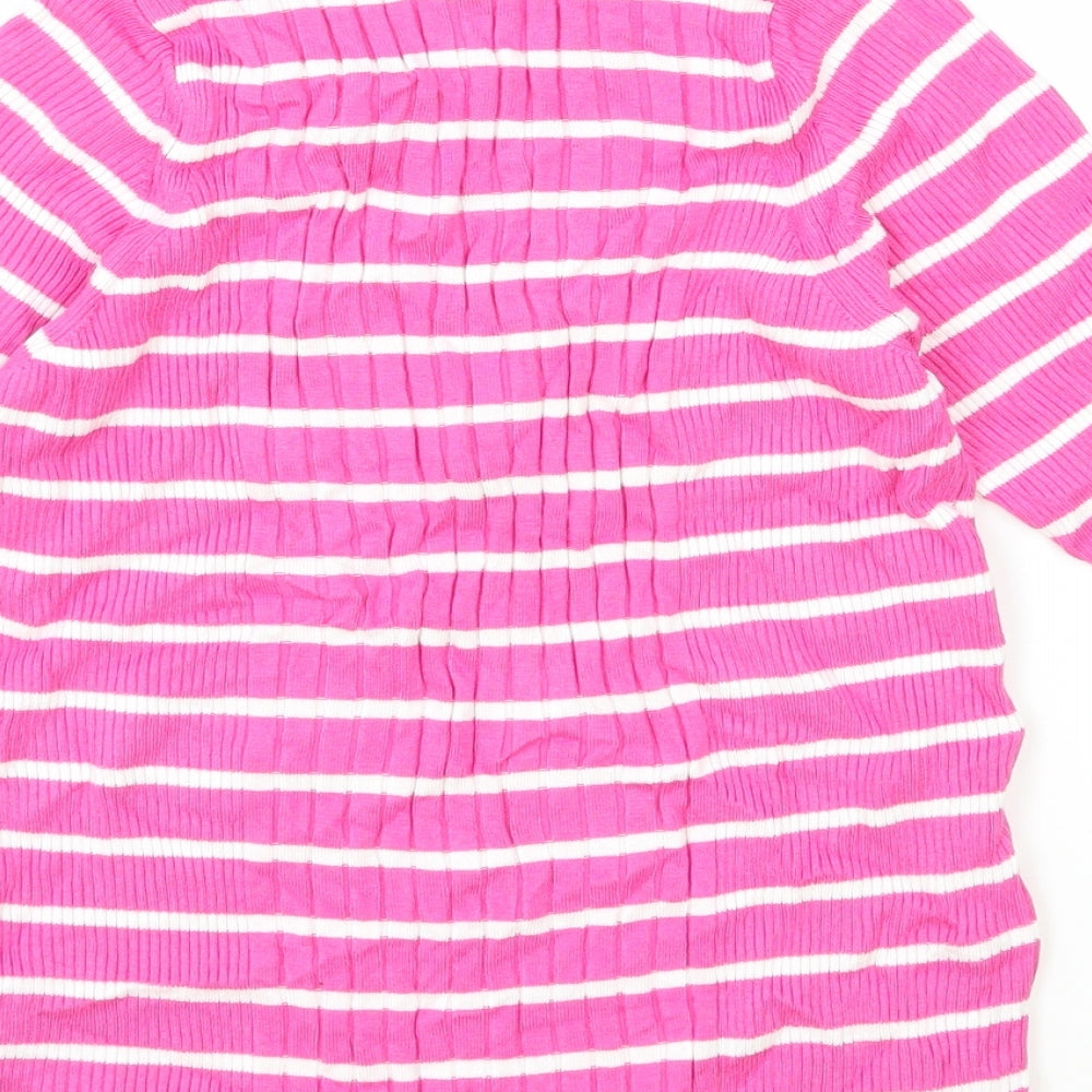 Marks and Spencer Womens Pink Viscose Basic T-Shirt Size M Round Neck