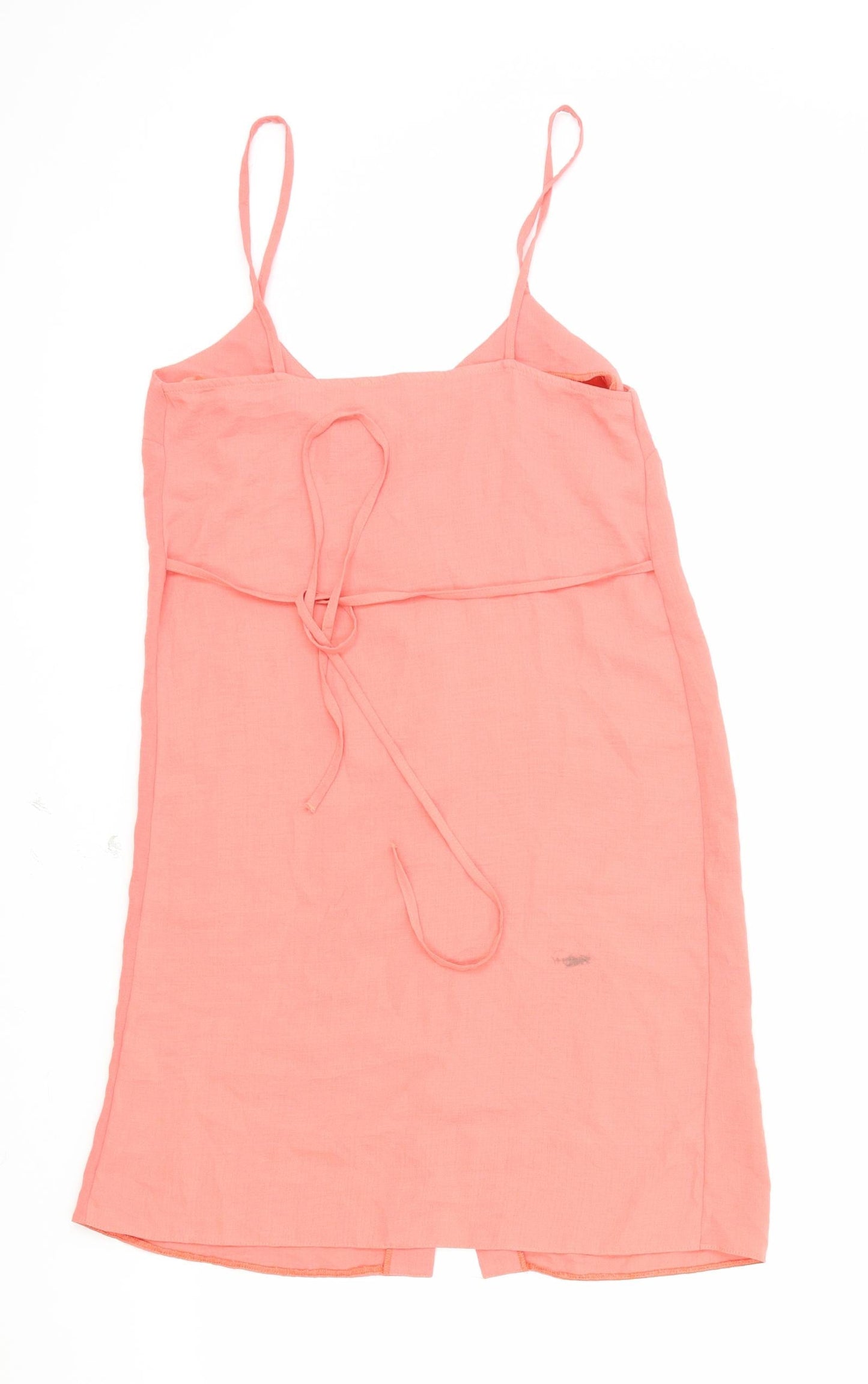 Primark Womens Pink Polyester Slip Dress Size 4 V-Neck Button