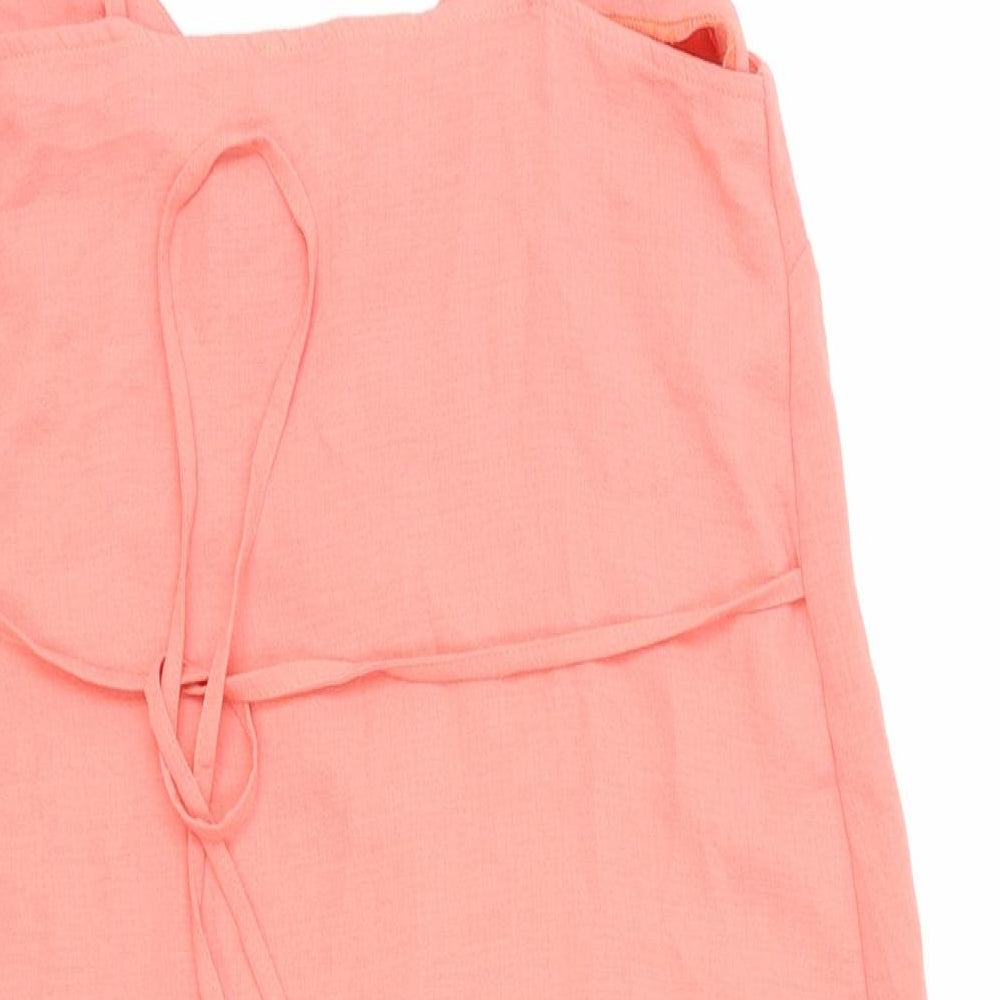 Primark Womens Pink Polyester Slip Dress Size 4 V-Neck Button