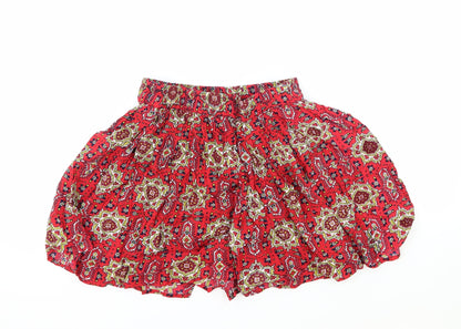 New Look Womens Red Geometric Viscose Bermuda Shorts Size 8 L4 in Regular Drawstring