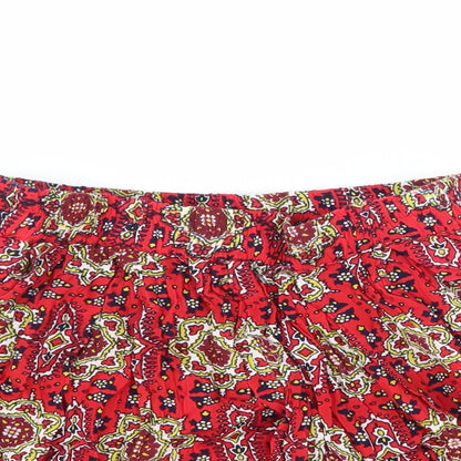 New Look Womens Red Geometric Viscose Bermuda Shorts Size 8 L4 in Regular Drawstring