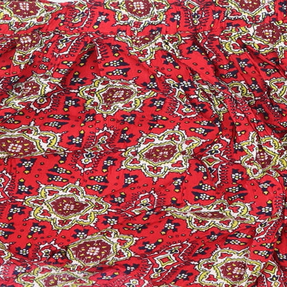 New Look Womens Red Geometric Viscose Bermuda Shorts Size 8 L4 in Regular Drawstring