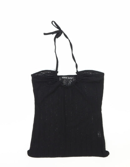SheIn Womens Black Polyester Basic Tank Size XS Halter
