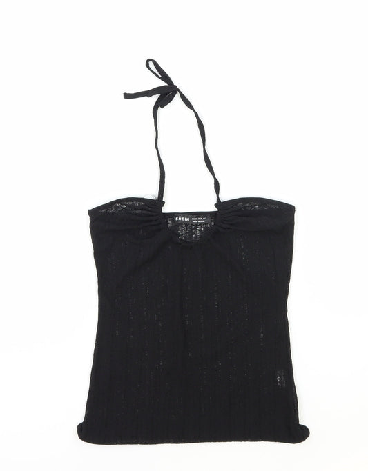 SheIn Womens Black Polyester Basic Tank Size XS Halter