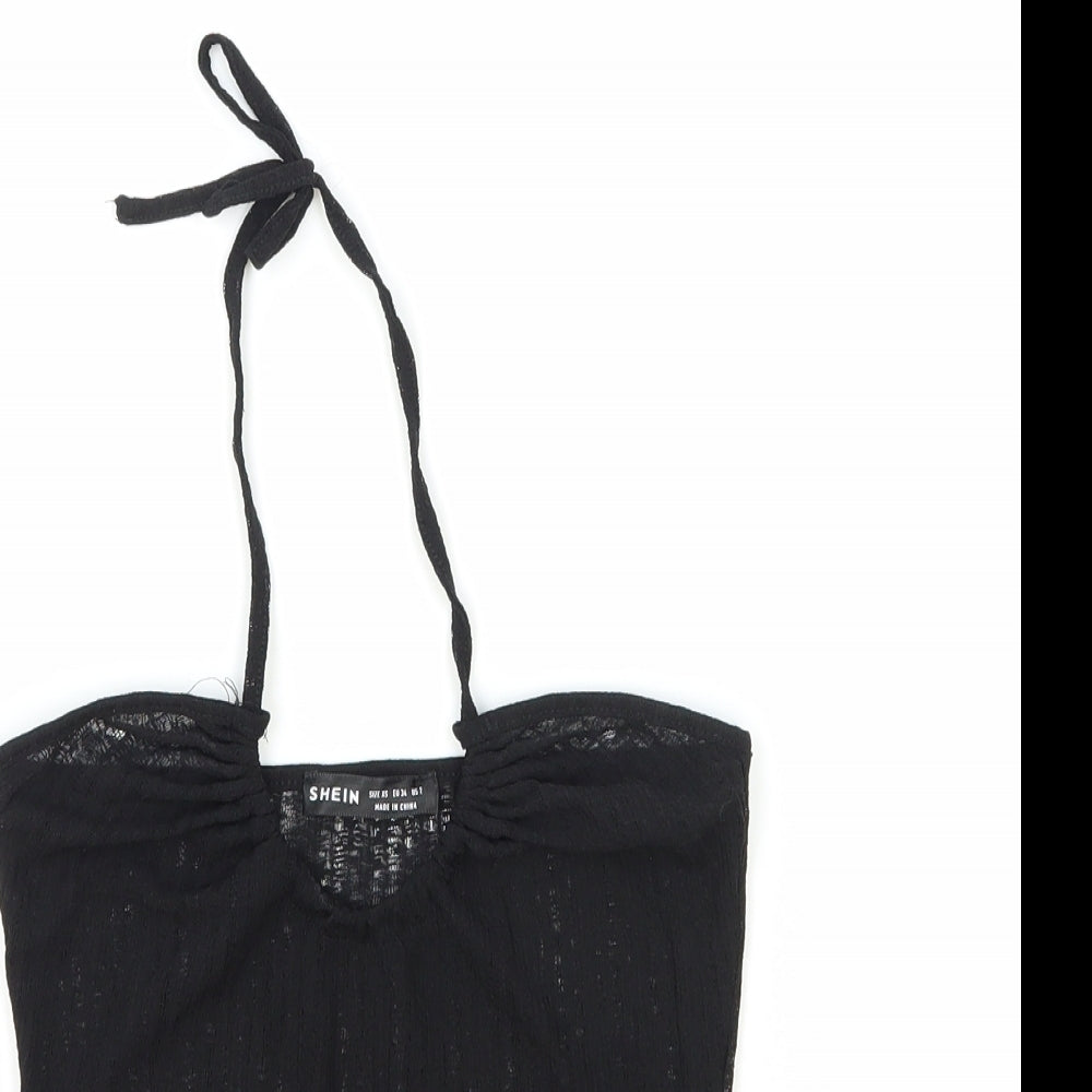 SheIn Womens Black Polyester Basic Tank Size XS Halter