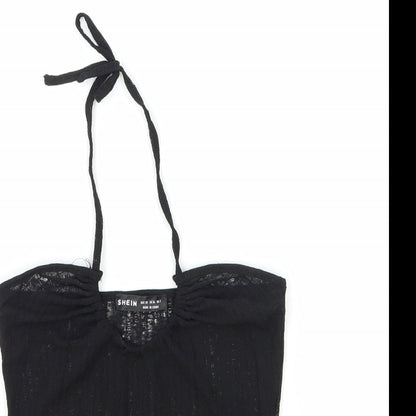 SheIn Womens Black Polyester Basic Tank Size XS Halter