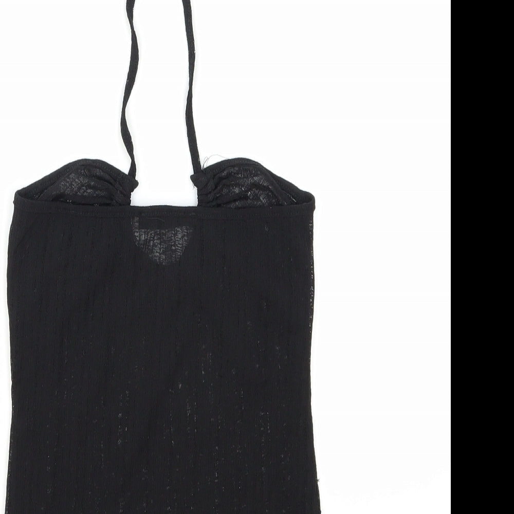 SheIn Womens Black Polyester Basic Tank Size XS Halter