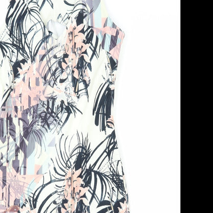 NEXT Womens Multicoloured Geometric Polyester A-Line Size 12 V-Neck Zip