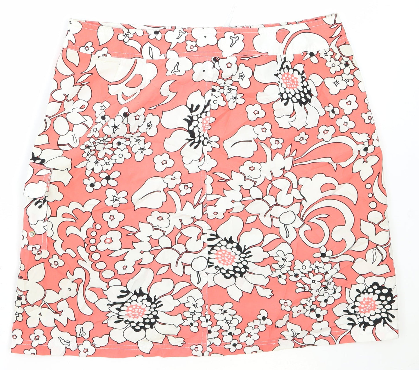 Denver Hayes Womens Pink Floral Polyester Mini Skirt Size L Drawstring