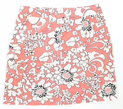Denver Hayes Womens Pink Floral Polyester Mini Skirt Size L Drawstring