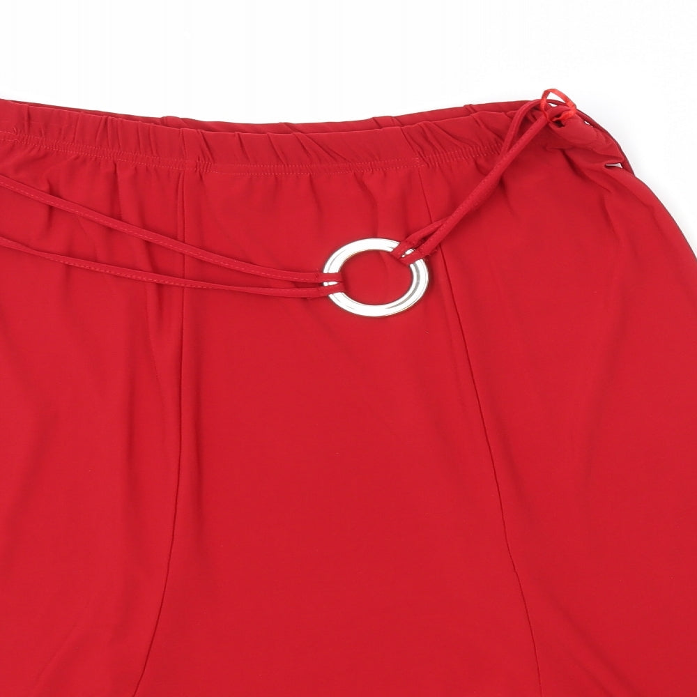 Alust Womens Red Nylon A-Line Skirt Size XL