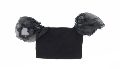 Womens UK Size 8 Topshop Black Cropped Blouse