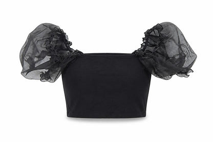 Womens UK Size 8 Topshop Black Cropped Blouse