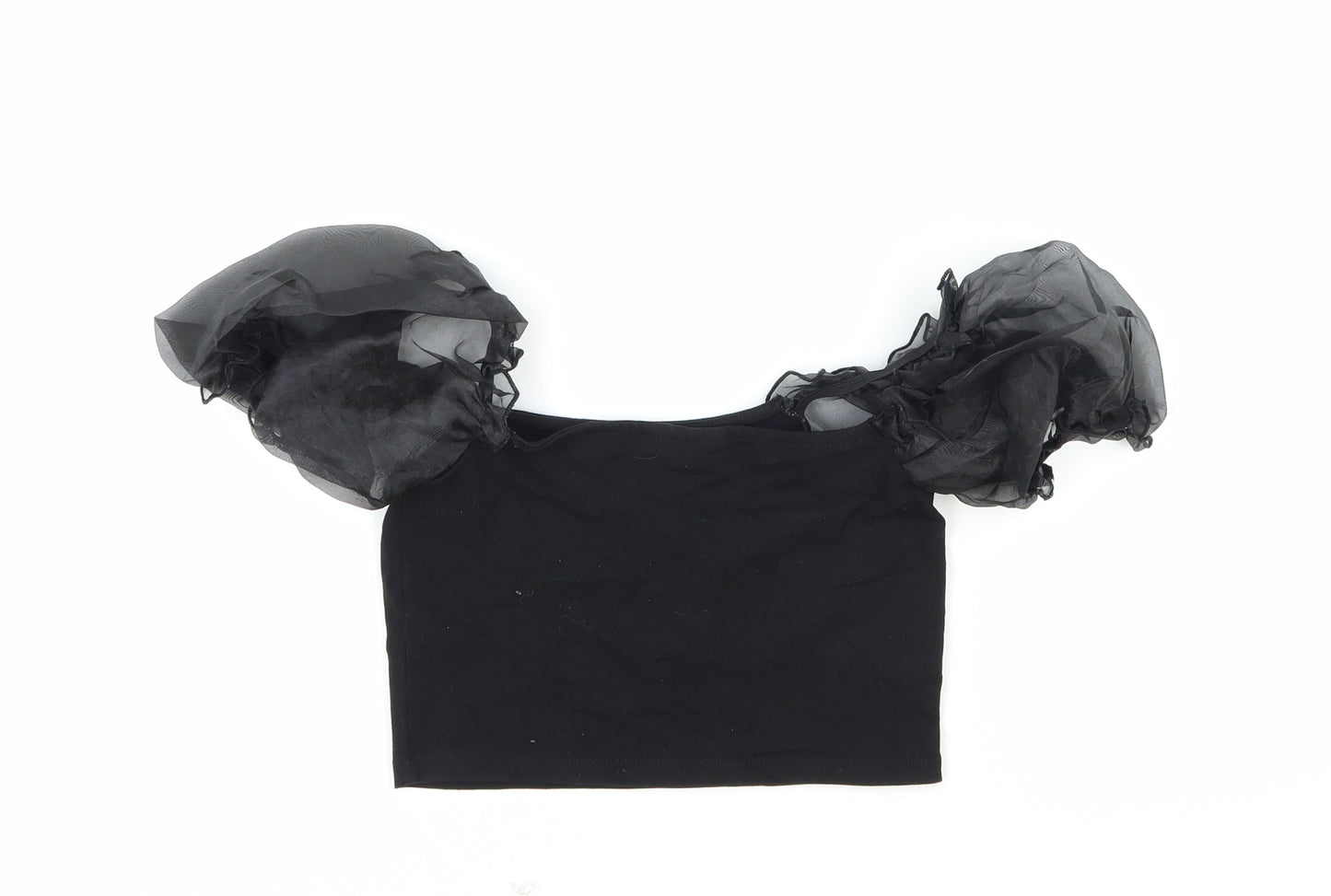 Womens UK Size 8 Topshop Black Cropped Blouse