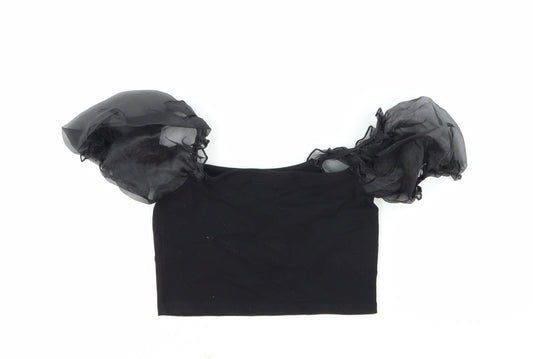 Womens UK Size 8 Topshop Black Cropped Blouse