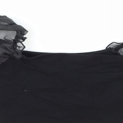Womens UK Size 8 Topshop Black Cropped Blouse