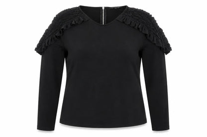 New Look Womens Black Polyester Basic Blouse Size 12 Scoop Neck