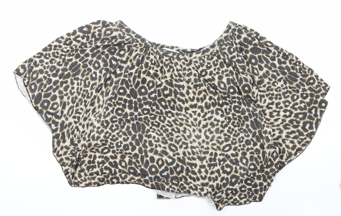 Chantelle Womens Multicoloured Animal Print Polyester Cropped Blouse Size M Boat Neck - Leopard Print Batwing