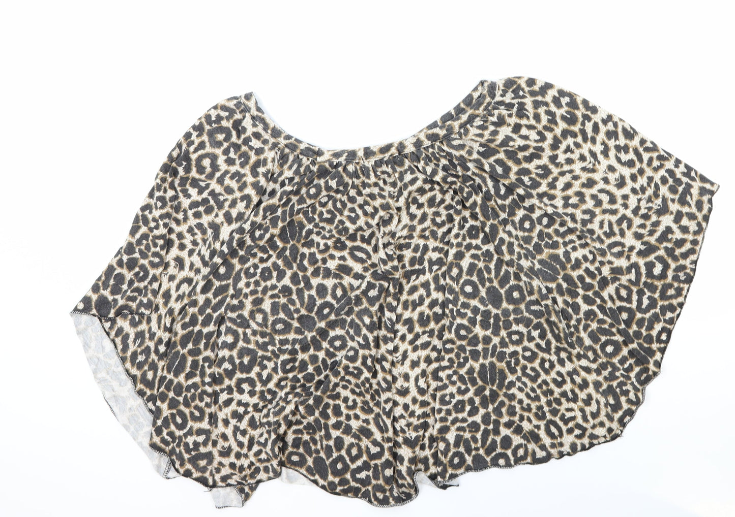 Chantelle Womens Multicoloured Animal Print Polyester Cropped Blouse Size M Boat Neck - Leopard Print Batwing