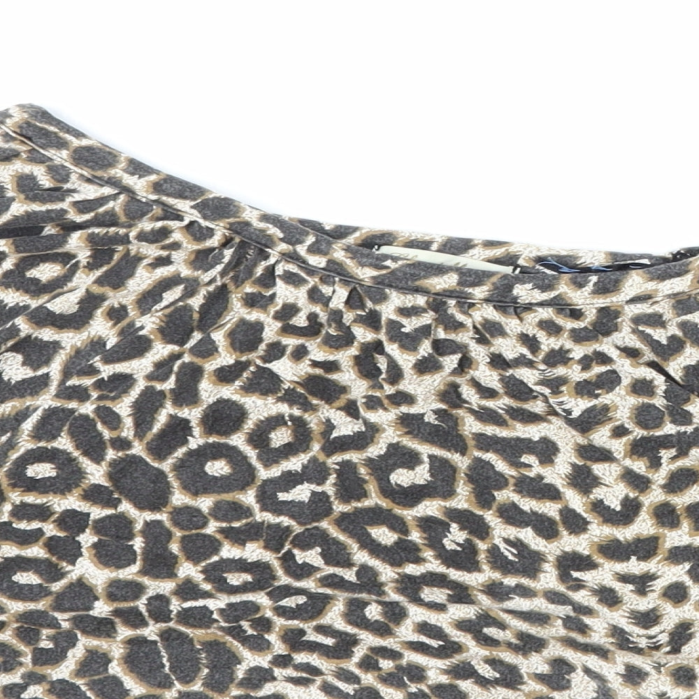 Chantelle Womens Multicoloured Animal Print Polyester Cropped Blouse Size M Boat Neck - Leopard Print Batwing