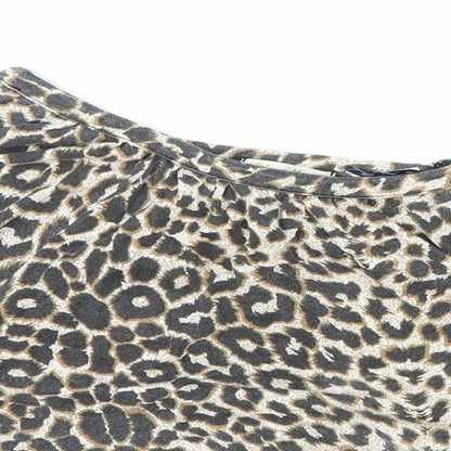 Chantelle Womens Multicoloured Animal Print Polyester Cropped Blouse Size M Boat Neck - Leopard Print Batwing