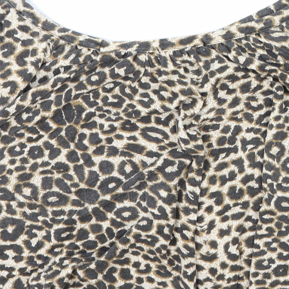 Chantelle Womens Multicoloured Animal Print Polyester Cropped Blouse Size M Boat Neck - Leopard Print Batwing