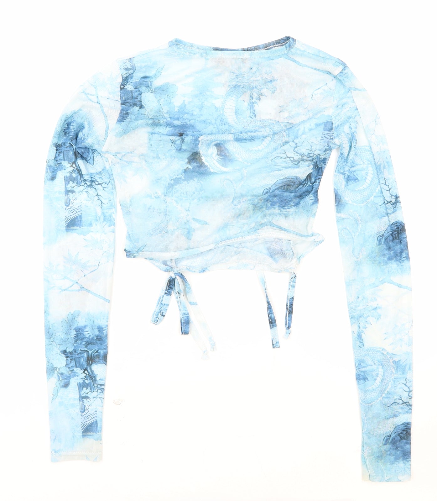 Womens UK Size 8 PRETTYLITTLETHING Blue Cropped T-Shirt