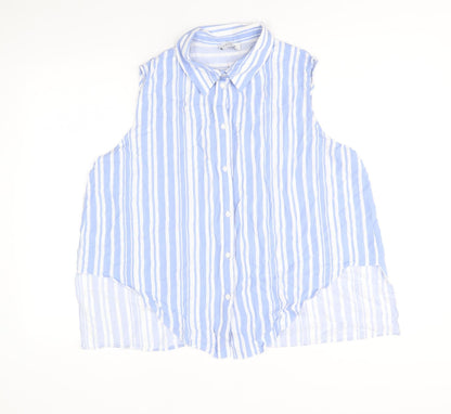 Womens UK Size 18 Papaya Blue Basic Button-Up